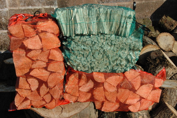 kindling and firewood sacks Nets of logs Honiton Devon